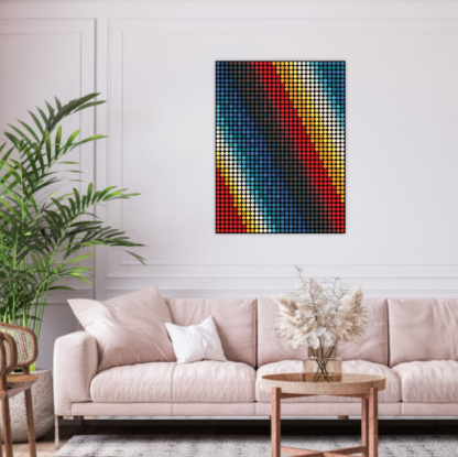 Candy Modulation No4 abstract dot painting by Dimitri Likissas on interior wall