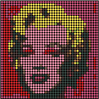 Marilyn pink square dot painting by Dimitri Likissas