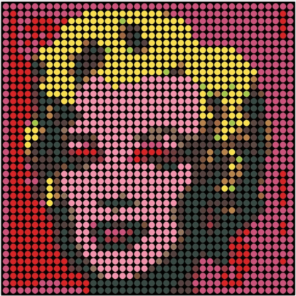 Marilyn pink square dot painting by Dimitri Likissas