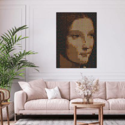 Portrait of a lady - dot painting by Dimitri Likissas on interior wall